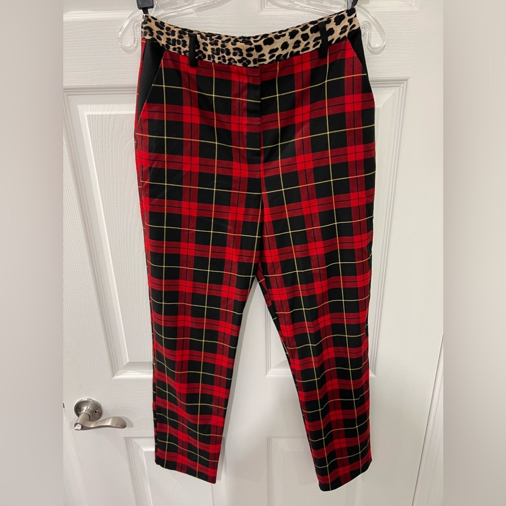 Plaid and leopard print topshop pants size 6